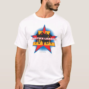 Silhouetten der Gerechtigkeitsliga und Star Backgr T-Shirt