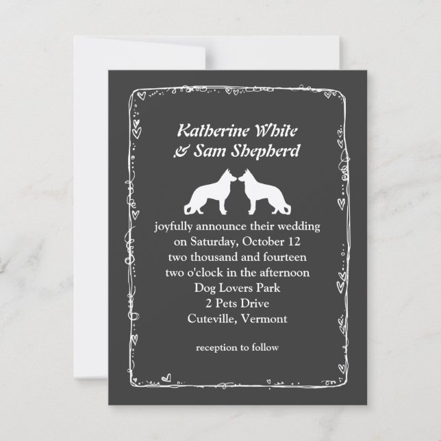 Silhouetten der Weißen Hirte Hochzeit Einladung (Vorderseite)