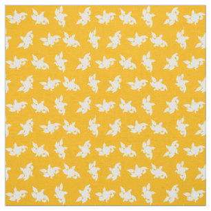Silhouetten der weißen Marigold-Blume auf Orange-S Stoff