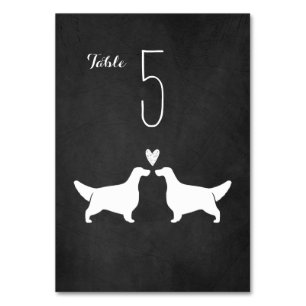 Silhouetten des englischen Setter Dog Hochzeitsemp Tischnummer