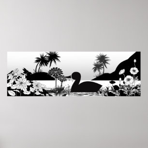 Silhouetten des Friedens - Schwarz-Weiß-Naturplaka Poster