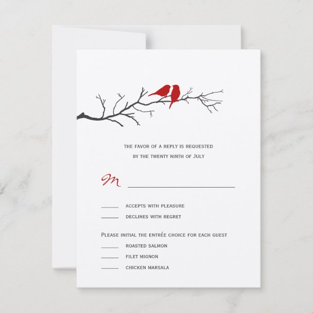 Silhouetten, die RSVP-Karten hochladen - Rot - RSVP Karte (Vorderseite)