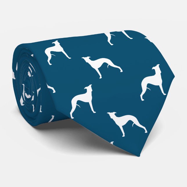 Silhouetten für Hunde Muster Blau und Weiß Krawatte (Gerollt)