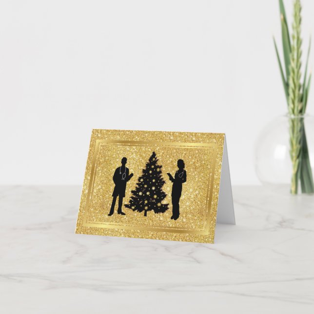 Silhouetten für männliche Ärzte Weihnachtskarte Karte (Vorderseite)