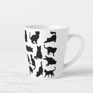 Silhouetten für Schwarze und Weiße Katzen Latte Ta Milchtasse