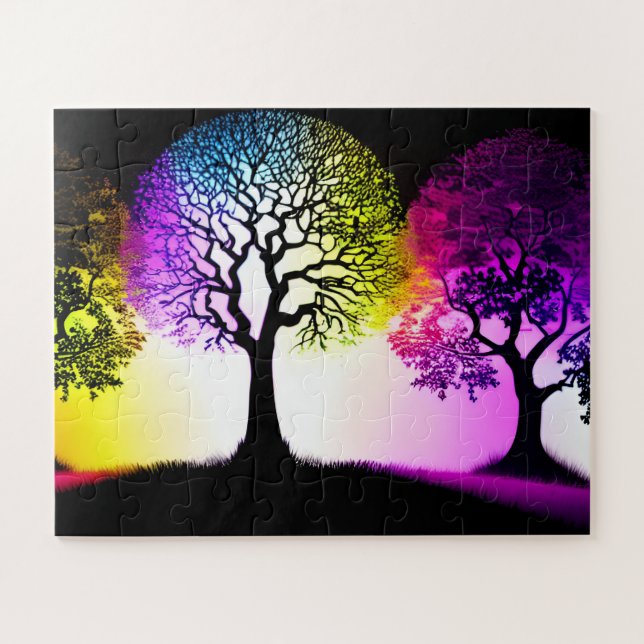 Silhouetten mit Rainbow Sky Flare (Horizontal)