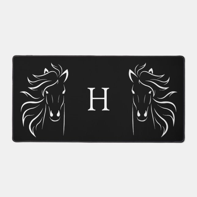 Silhouetten und Monogramm auf schwarz Schreibtischunterlage (Vorderseite)