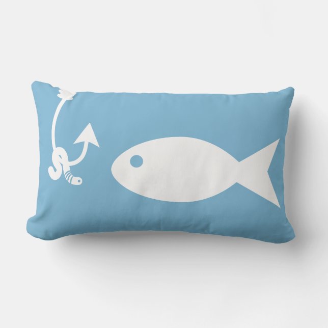 Silhouetten und Wurm von Küstenfischen | Monogramm Lendenkissen (Vorderseite)