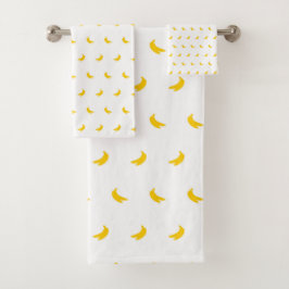 Silhouetten von Gelbbananen auf Weiß Badhandtuch Set