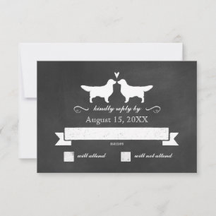 Silhouetten von Golden Retrievern Hochzeit RSVP An Karte