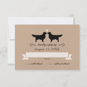 Silhouetten von Golden Retrievern Hochzeit RSVP An Karte