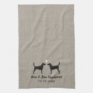 Silhouetten von Harrier-Hunden mit Herz - Personal Geschirrtuch