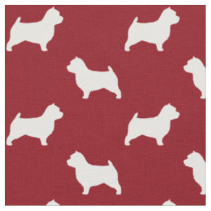 Silhouetten von Norwich-Terrier-Hunden in Rot und Stoff