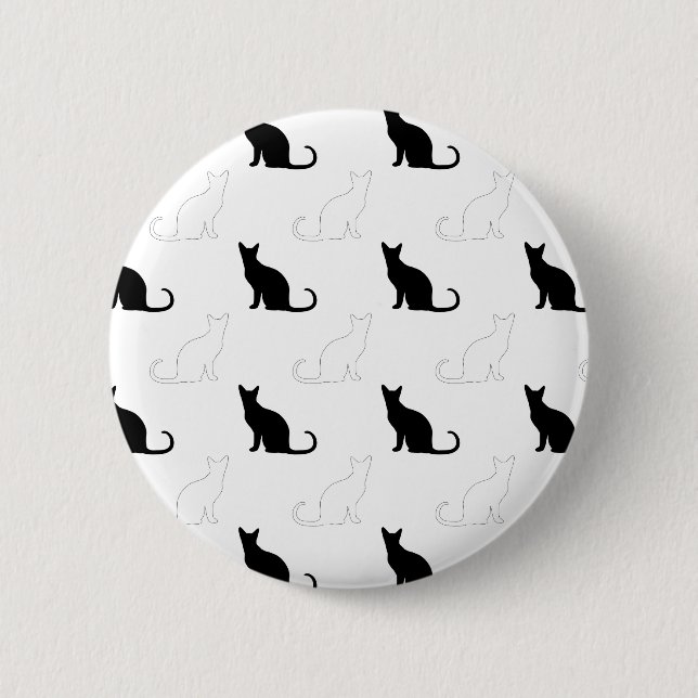Silhouetten von Schwarz-Weiß-Katzen Button (Vorderseite)