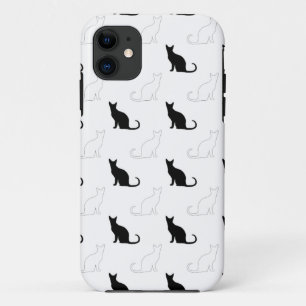 Silhouetten von Schwarz-Weiß-Katzen iPhone 11 Hülle