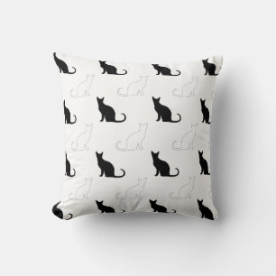 Silhouetten von Schwarz-Weiß-Katzen Kissen