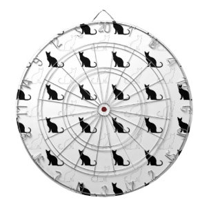 Silhouetten von schwarzen und weißen Katzen Dartscheibe