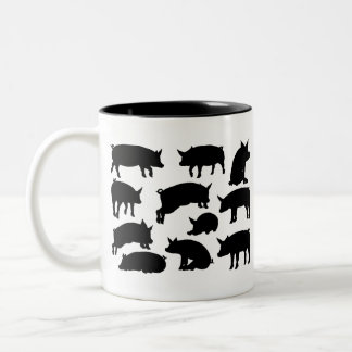 Silhouetten von Schweinen im landwirtschaftlichen Zweifarbige Tasse