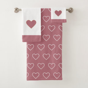 Silhouettes de coeur sur Rose Gold & White serviet