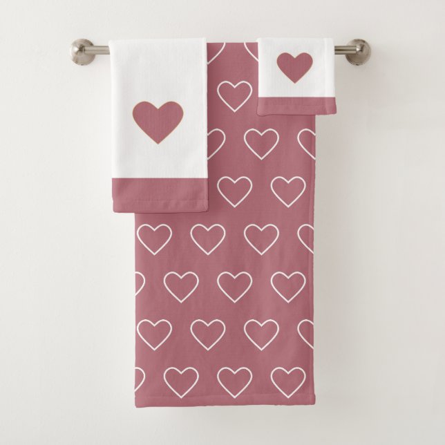 Silhouettes de coeur sur Rose Gold & White serviet (En situation)