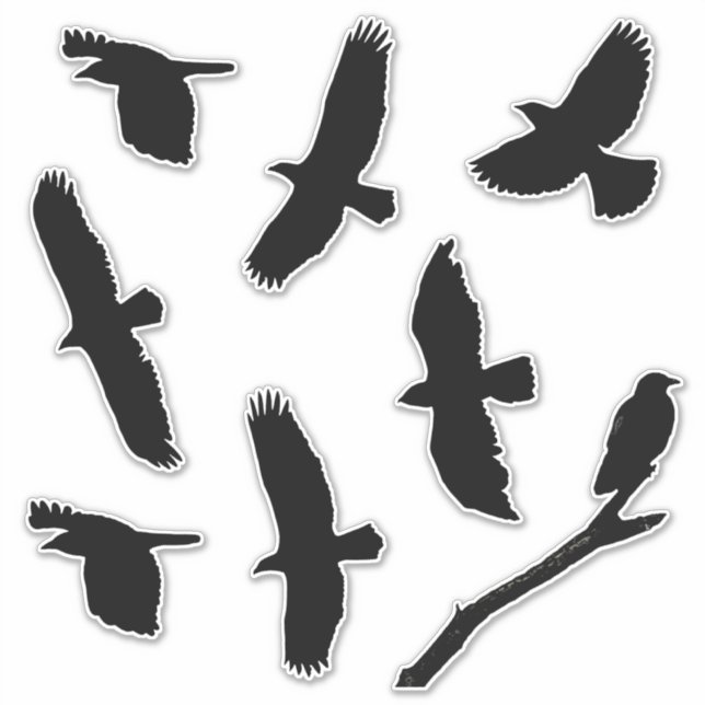 Silhouettes d'oiseaux noirs Sticker en vinyle coup (Devant)