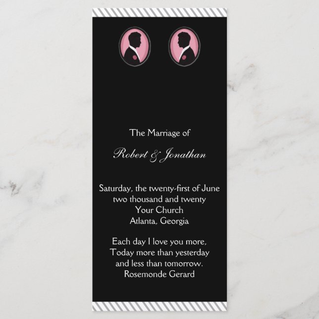 Silhouettes peintes Gay Wedding Programme (Devant)