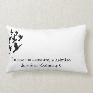 Silhouettevögel Psalm-4:8 in Spanisch Salmos 4:8 Lendenkissen
