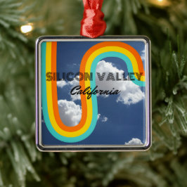 Silicon Valley California Retro Regenbogen und Wol Ornament Aus Metall