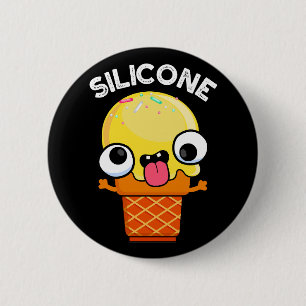 Silicone Funny Ice Creme Cone Pun Dark BG Button