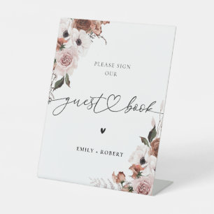 Silk Floral Guest Book Sign Sockelschild