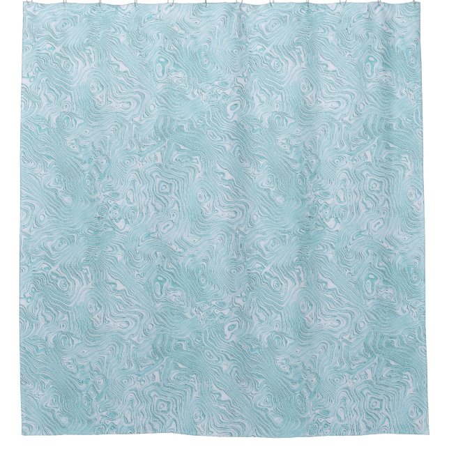 Silk Moire Kleines Muster in Helles Aqua Duschvorhang (Vorderseite)