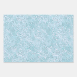 Silk Moire Kleines Muster in Helles Aqua Geschenkpapier Set