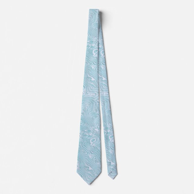 Silk Moire Kleines Muster in Helles Aqua Krawatte (Vorderseite)