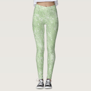 Silk Moire Kleines Muster in Limettengrün Leggings