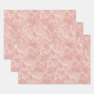 Silk Moire Kleines Muster in Peach Geschenkpapier Set