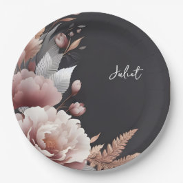 Silk Pink Boho Peony Dusty Rose Brautparty Pappteller