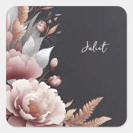 Silk Pink Boho Peony Dusty Rose Brautparty Quadratischer Aufkleber