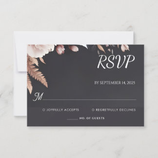 Silk Pink Boho Peony Garden Dusty Rose Wedding RSVP Karte