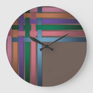 Silk ribbons lines black background pattern bright große wanduhr