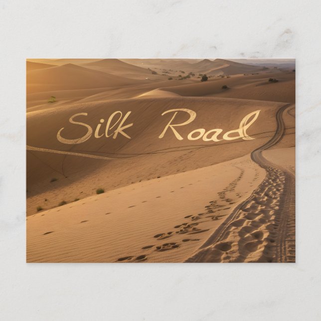 Silk Road Desert Landscape Typography Art Postkarte (Vorderseite)