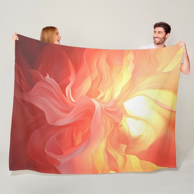 Silken Fluid Vector Coral in Pink and Ivory Fleecedecke (Beispiel)