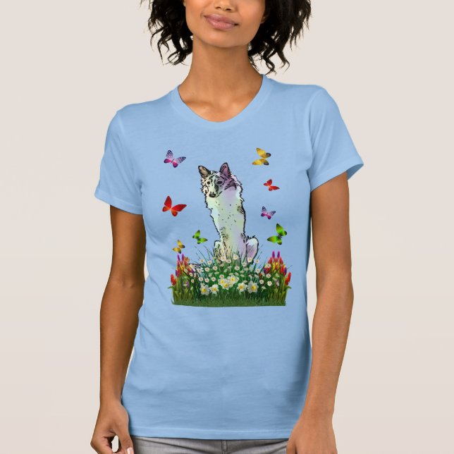 Silken Windhound Blumenfleck T-Shirt (Vorderseite)