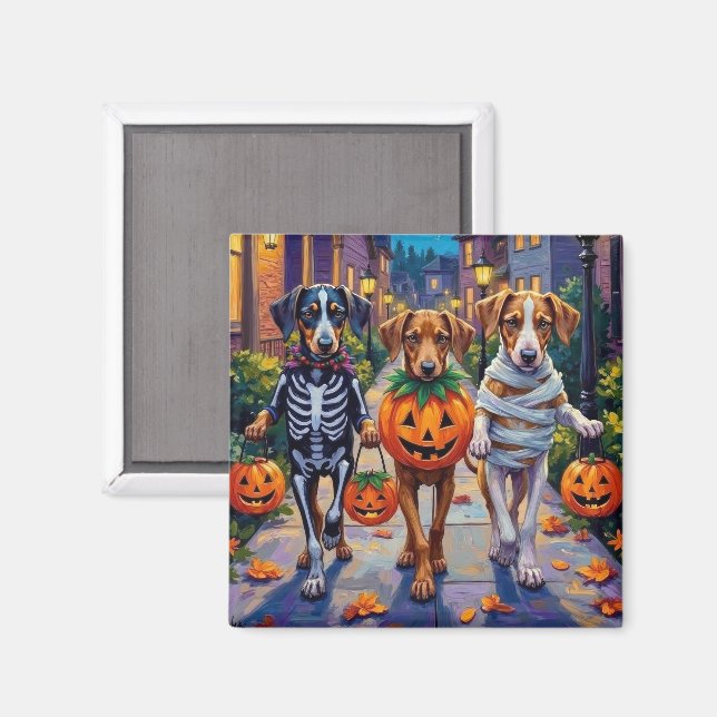 Silken Windhound Dogs in Halloween Costumes Magnet (Vorderseite/Rückseite)
