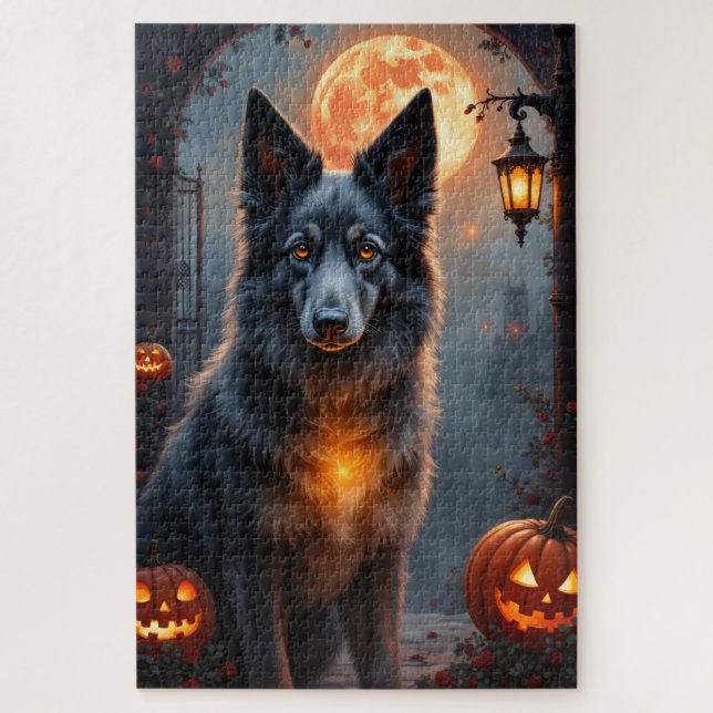 Silken Windhound Gothic Halloween-Porträtkunst (Vertikal)