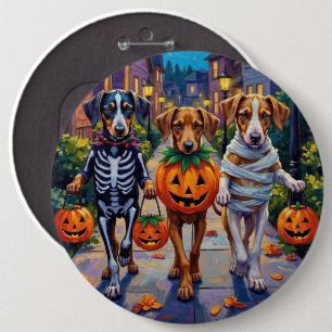Silken Windhound-Hunde in Halloween-Kostümen Button