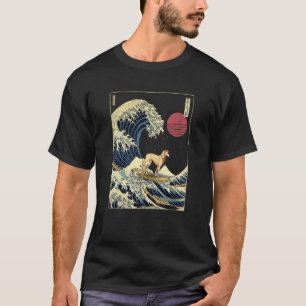 Silken Windhound Japanisch Kanagawa Wave Surf Dog T-Shirt
