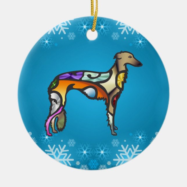 Silken Windhound Keramik Ornament (Vorne)