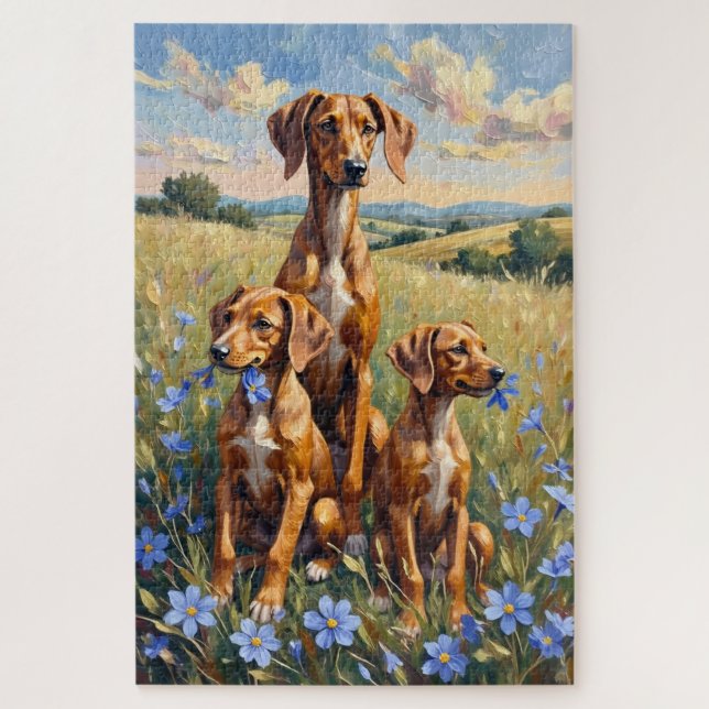 Silken Windhound Kornblumen-Wiesen-Kunst (Vertikal)