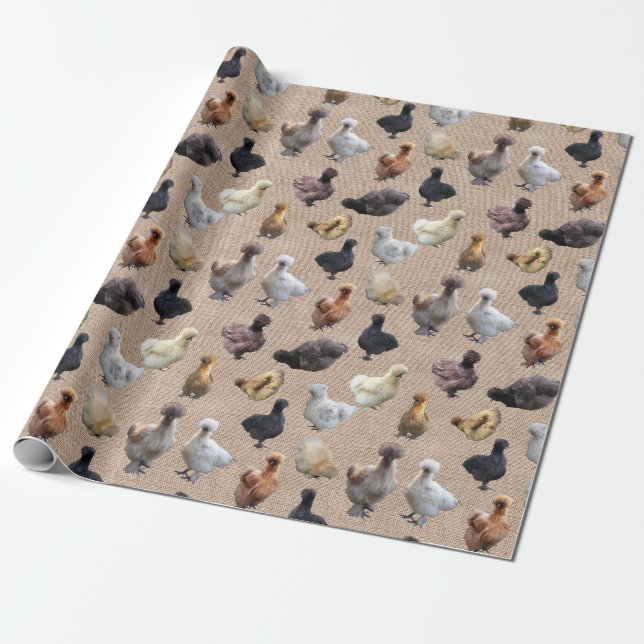 Silkie Bantam Burlap Chickens Geschenkpapier (Ungerollt)