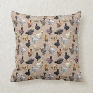 Silkie Bantam Chickens auf Burlap Kissen